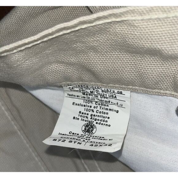 Carhartt Mens 42x32 Rugged Flex Straight Fit Canvas Tapered Work Pants Khaki New - Picture 2 of 5